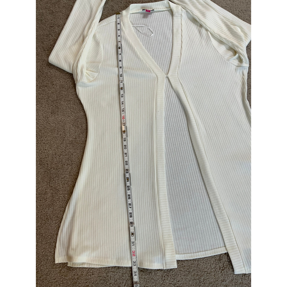 Vince Camuto Women's Open Front Cardigan Sz XL Off White Ribbed Knit V-Neck Boho - Picture 8 of 14